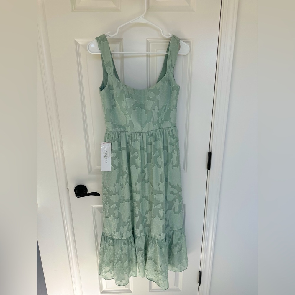 Azazie Floral Burnout Bridesmaid Dress in Agave